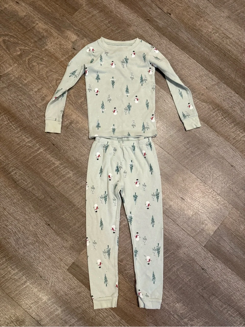 Carter's Mint Green Snowman & Tree Two-Piece Pajama Set size 5T